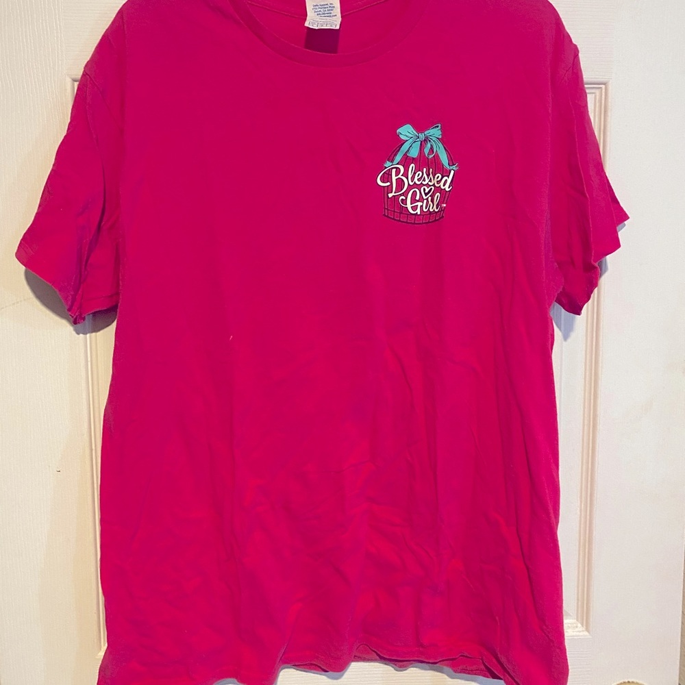 Pink blessed girl shirt large women’s